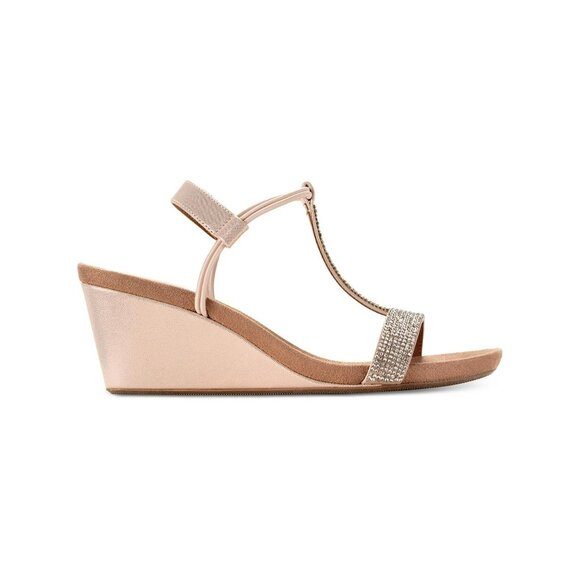 Style & Co Womens Mulan Embellished Wedge Sandals Blush Silver Size 8.5M NIB - Picture 3 of 6